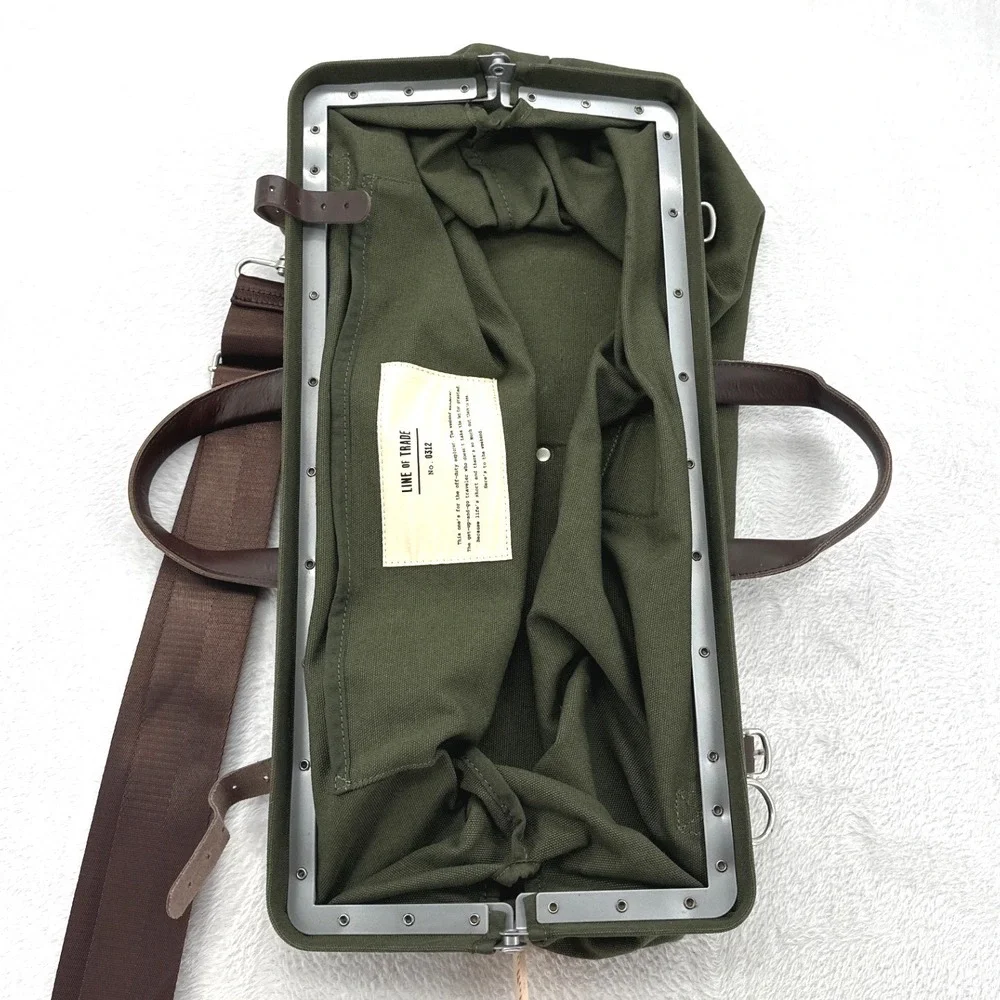 Line of Trade Weekender Bag Olive Green Canvas Leather Trim No. 0312 Travel